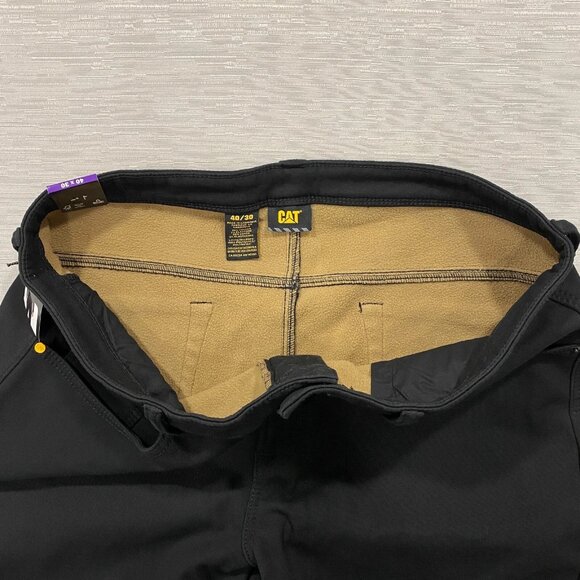 CAT Caterpillar Work Pants Mens 40 x 30 Black Canvas Fleece Lined Insulated - Picture 6 of 13